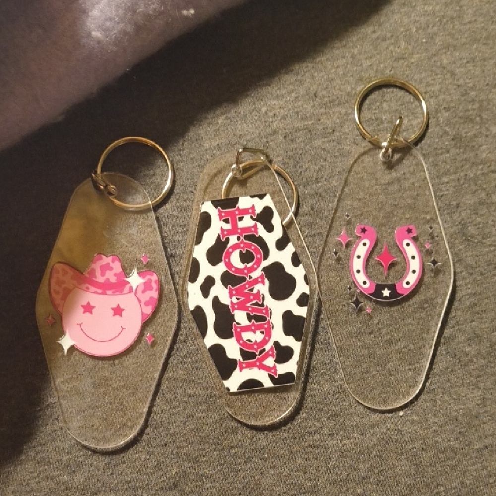 Western Pink Cowgirl Keychain Set - Women Other Accessory
